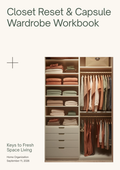 Closet Reset & Capsule Wardrobe Workbook — 40-page printable digital download cover by Keys to Fresh Space Living
