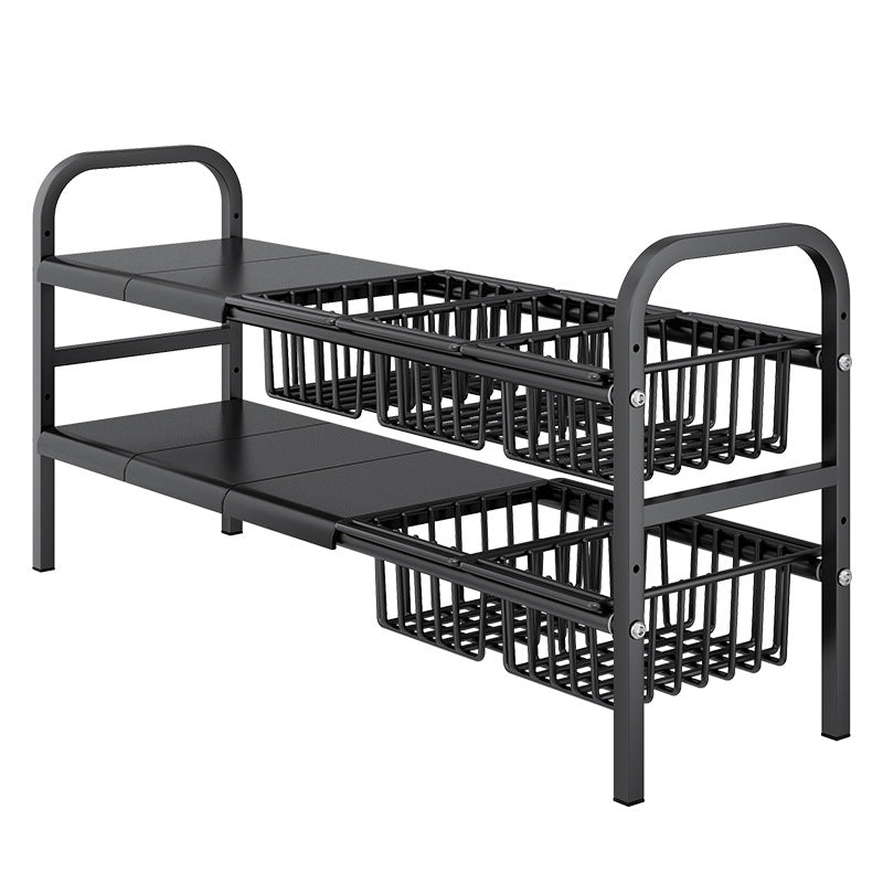 SpaceLift Expandable Cabinet Organizer | Adjustable Shelf & Sliding Basket Storage System