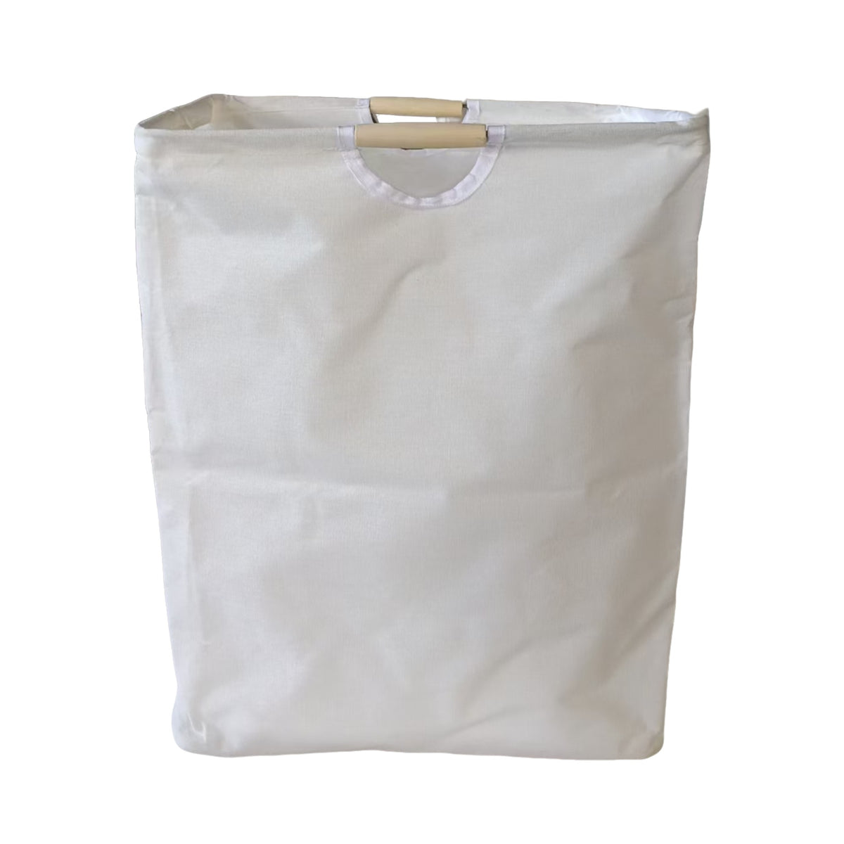 Cotton linen foldable laundry basket with wooden handles