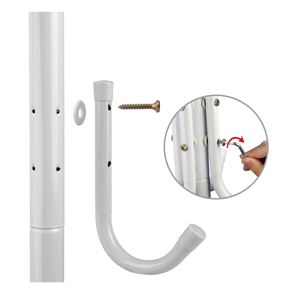Coat rack hook assembly detail